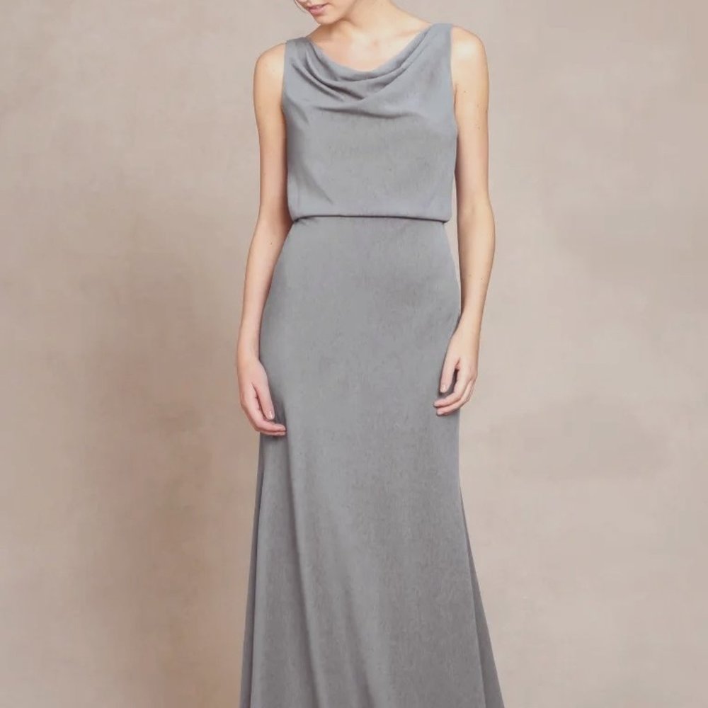 Jenny Yoo Cowl Neck Madelyn Dress (Gray) 12